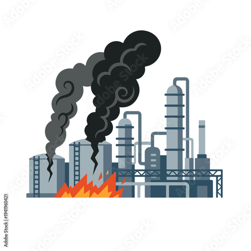 vector flat oil refinery tube explodes and burns 03