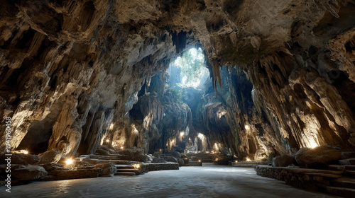 Rock cave texture with stal...