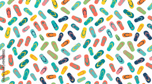 Seamless colorful flip-flop pattern with summer beach theme.