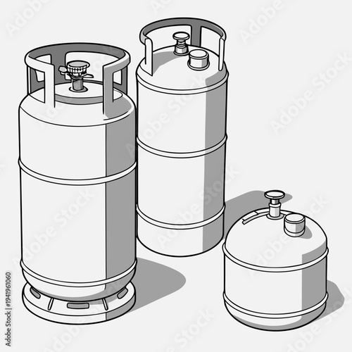 Ultra realistic of household gas cylinders propane tanks