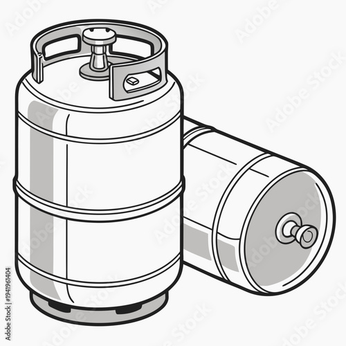 Two propane tanks one standing upright and one lying down