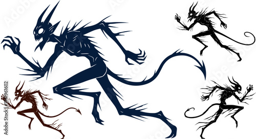 Set of 3 fantasy creature icons vector