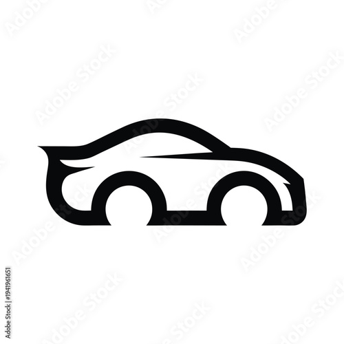 Modern Car Line Art Outline Isolated on White