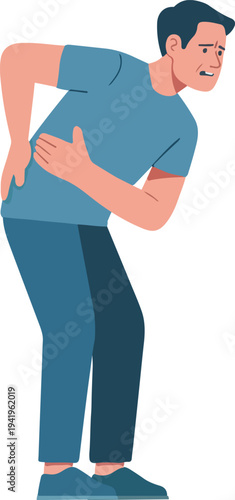Man suffering from side abdominal pain illustration