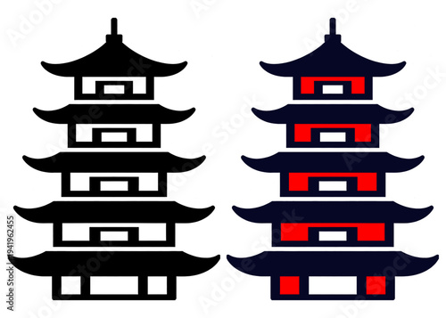 Traditional Pagoda Landmark Vector Illustration