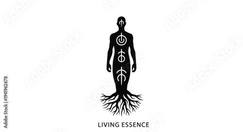 yoga spirituality and wellness concept with human root system