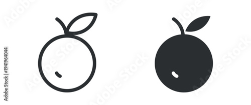 Orange Fruit Icon, Fresh Citrus Food Symbol, Outline and Solid Vector
