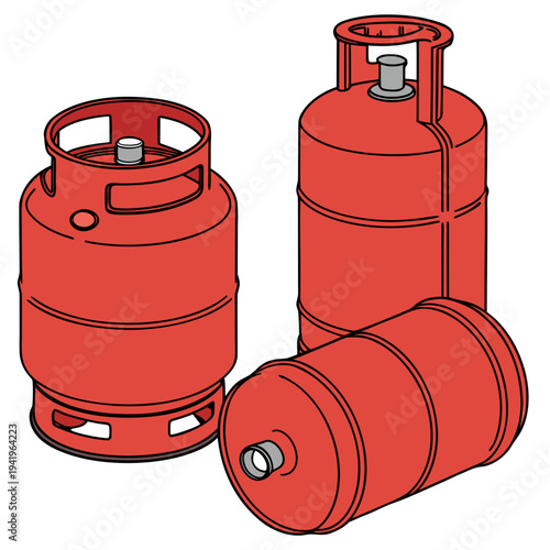 Red gas cylinders household gas propane tanks