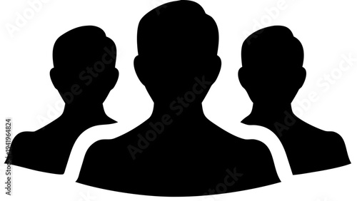community group meetup silhouette icon, people gathering, solid black vector, transparent background