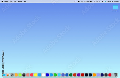 Cuadro en lienzo macOS Style Desktop Mockup Light Mode Blue Gradient with Dock and App Icons
