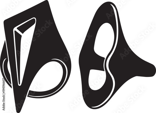 Sleek abstract vector art, elegant black silhouettes with dynamic organic curves, perfect for modern graphic design on transparent backgrounds