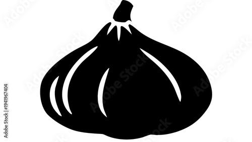 garlic black silhouette icon, spice vegetable silhouette, transparent background