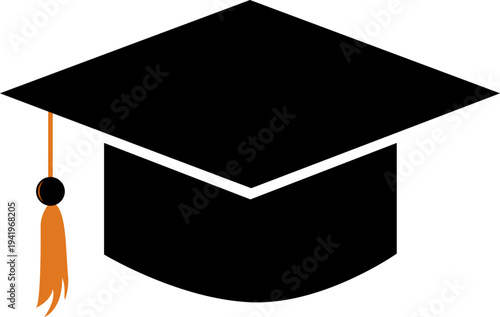 Graduation cap. A square headdress with a tassel. Graduation ceremonies. Symbol of completion of education. Transition to a new stage in life.