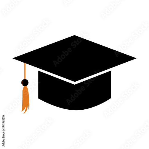 Graduation cap. A square headdress with a tassel. Graduation ceremonies. Symbol of completion of education. Transition to a new stage in life.