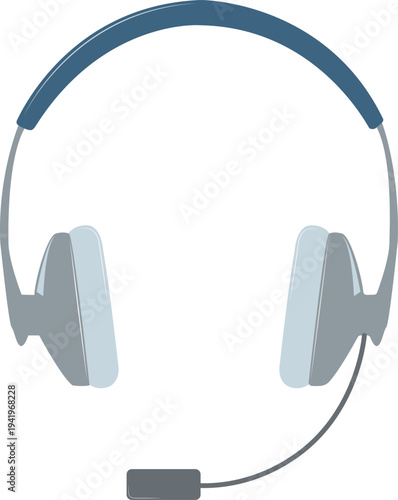 Headphones with microphone. Listening to sound and transmitting voice. Chatting on the Internet. Remote work. Video conferencing and online games.