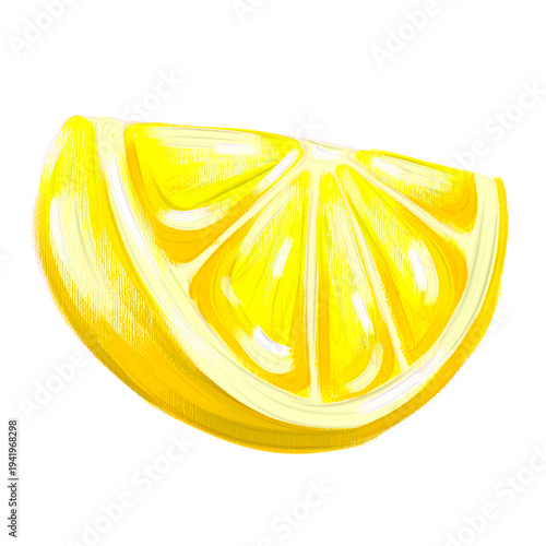 Fotografía Oil Impasto Lemon Slice Illustration