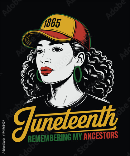 Juneteenth 1865 Remembering My Ancestors African American Woman Vector Art