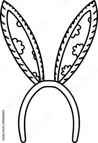 Bunny ears headband outline with floral pattern for costume and dress up accessories