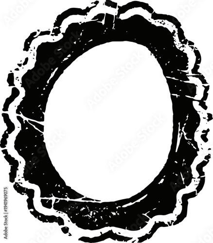 Distressed circular frame with grunge texture, vintage ornamental border design element