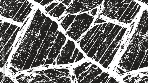 Black and white abstract cracked marble texture pattern with deep veins and natural stone surface