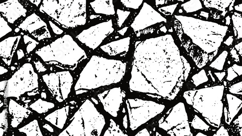 Black and white cracked texture background with irregular abstract shapes and distressed spots