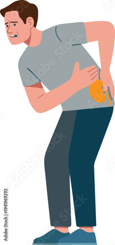 Person experiencing kidney pain medical illustration