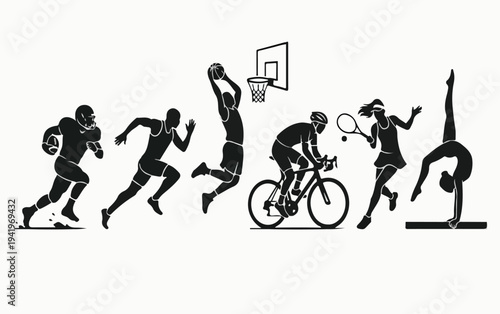 basketball players silhouettes