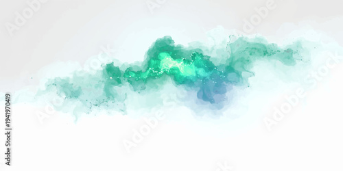 Hand drawn abstract watercolor background with a blue grunge texture featuring vintage paint patterns and ethereal smoke effects resembling sky clouds and winter snow on paper
