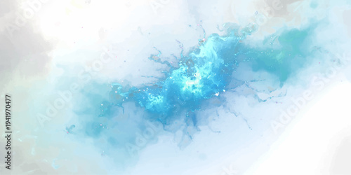 Abstract blue watercolor hand painted background with a splash of liquid texture and winter ice waves creates a fresh nature pattern on paper.