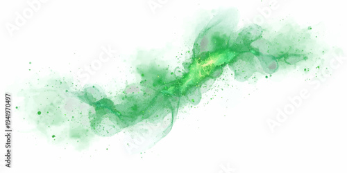 Abstract colorful smoke and green watercolor splashes create a liquid ink texture with blue paint waves and transparent bubbles for a clean motion art wallpaper pattern.