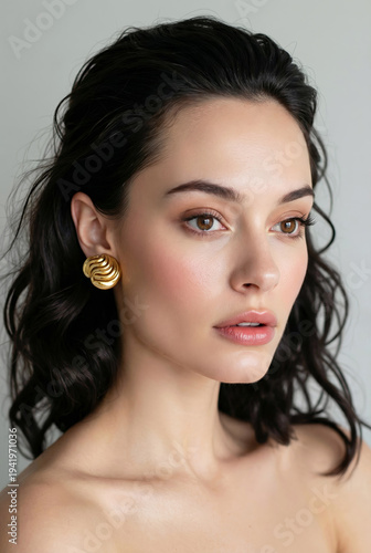 portrait of a woman with gold earrings