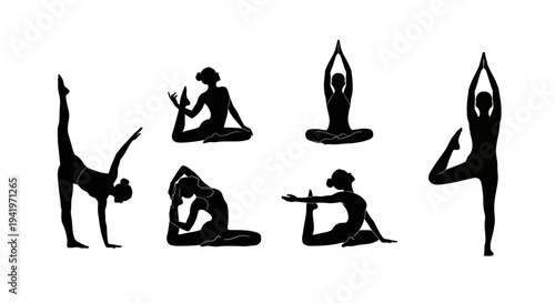 Zen Balance Pack – Minimal Yoga Pose Silhouette Logo Set