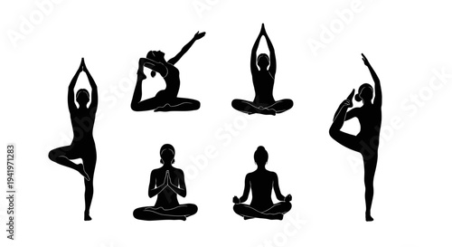 Zen Balance Pack – Minimal Yoga Pose Silhouette Logo Set