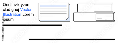 Education, learning resources, office work, document management, organization, and study tools. ion of books and a document card. Education and learning resources concept