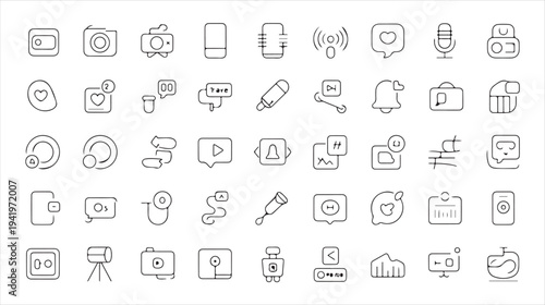 50 minimalist black and white line symbols