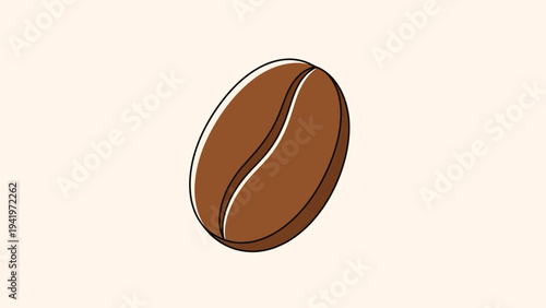 Close up of a single brown coffee bean with a light background.
