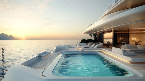 Tropical Vacation Landscape With Luxury Yacht And Turquoise Sea high resolution picture