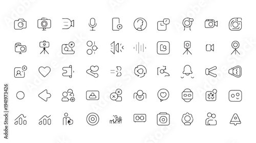 Minimal monoline set on white background black