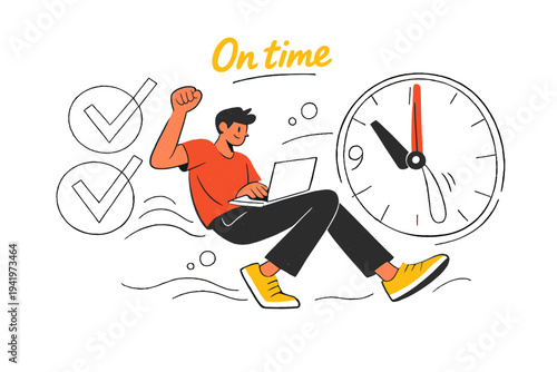 Image Generation. Freelancer productivity and time flow. Creative professional finishing work on schedule,