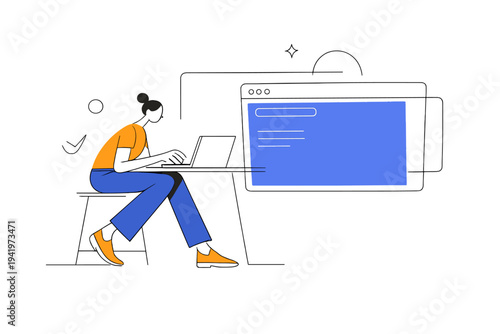 Image Generation. Minimalist workspace productivity. Professional working at a clean desk with a laptop,