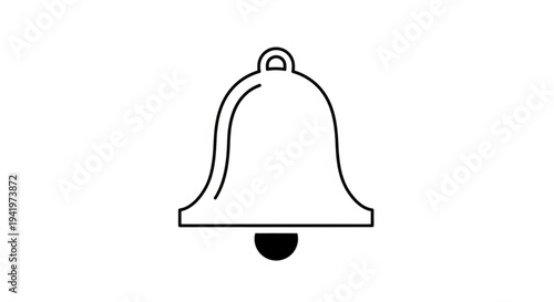 Bell icon in black line art on transparent background