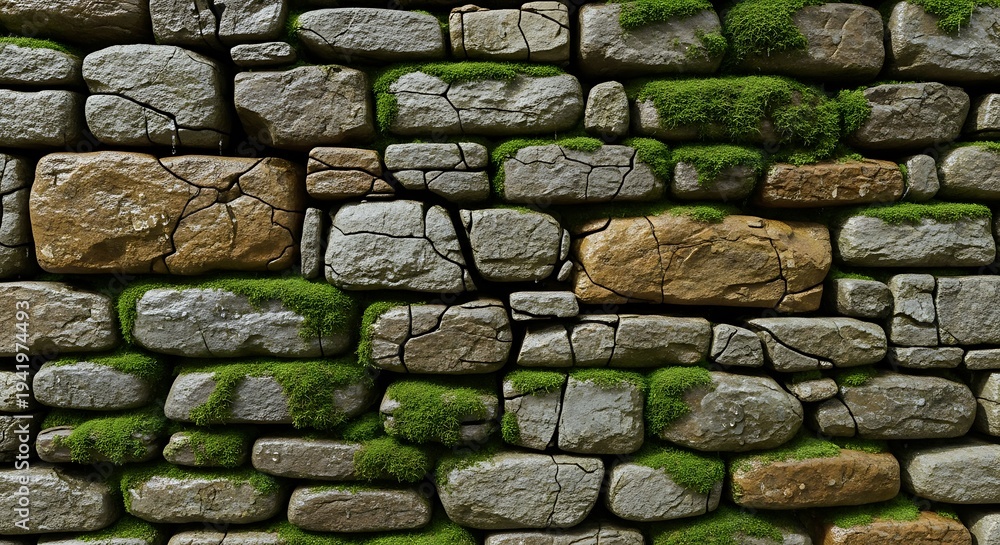 Obraz premium Stone Wall with Moss. (1)