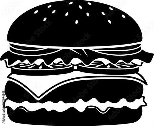 Cheeseburger silhouette vector illustration