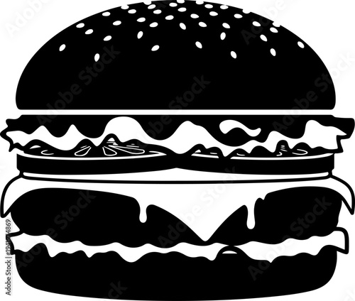 Cheeseburger silhouette vector illustration