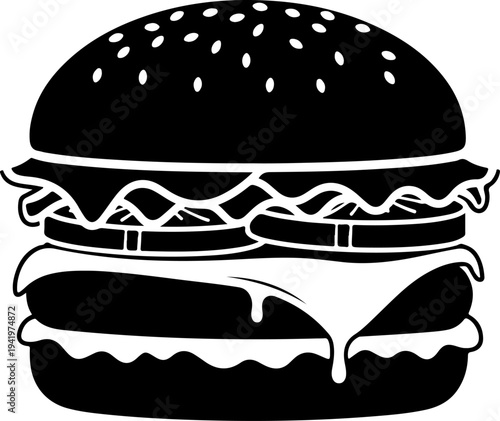Cheeseburger silhouette vector illustration