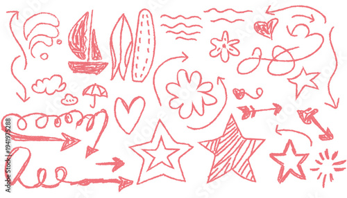 hand drawn vector set of hand drawn hearts