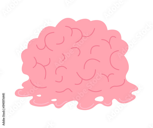 Human brain melting, drain. Mental health issue, brain problem. Overload, burnout and tired from stress. Vector illustration