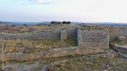Wallpaper Mural Aerial drone video of ancient Roman military outpost, muncipium Asseria ruins near Benkovac, Croatia. Torontodigital.ca