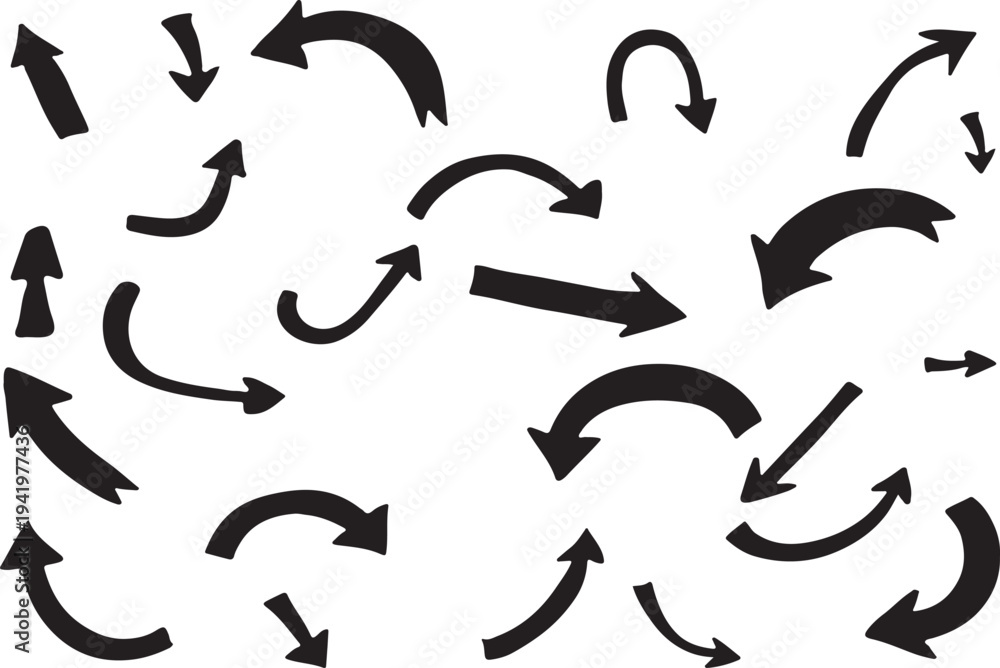 Obraz premium Dynamic arrow shapes collection: bold and curved icons for directional cues