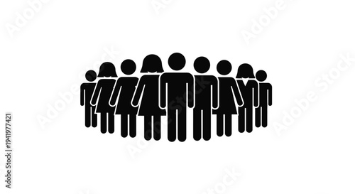 A group of people standing closely together depicted as a silhouette